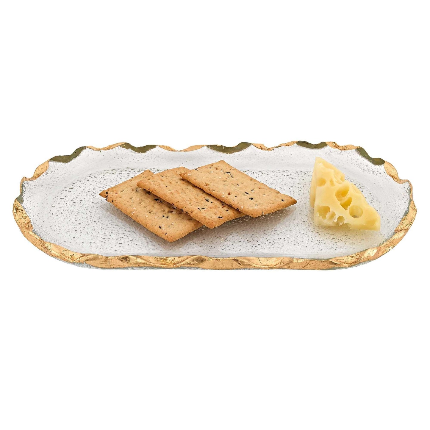 14 Glass Oval Edge Gold Leaf Platter - AFS