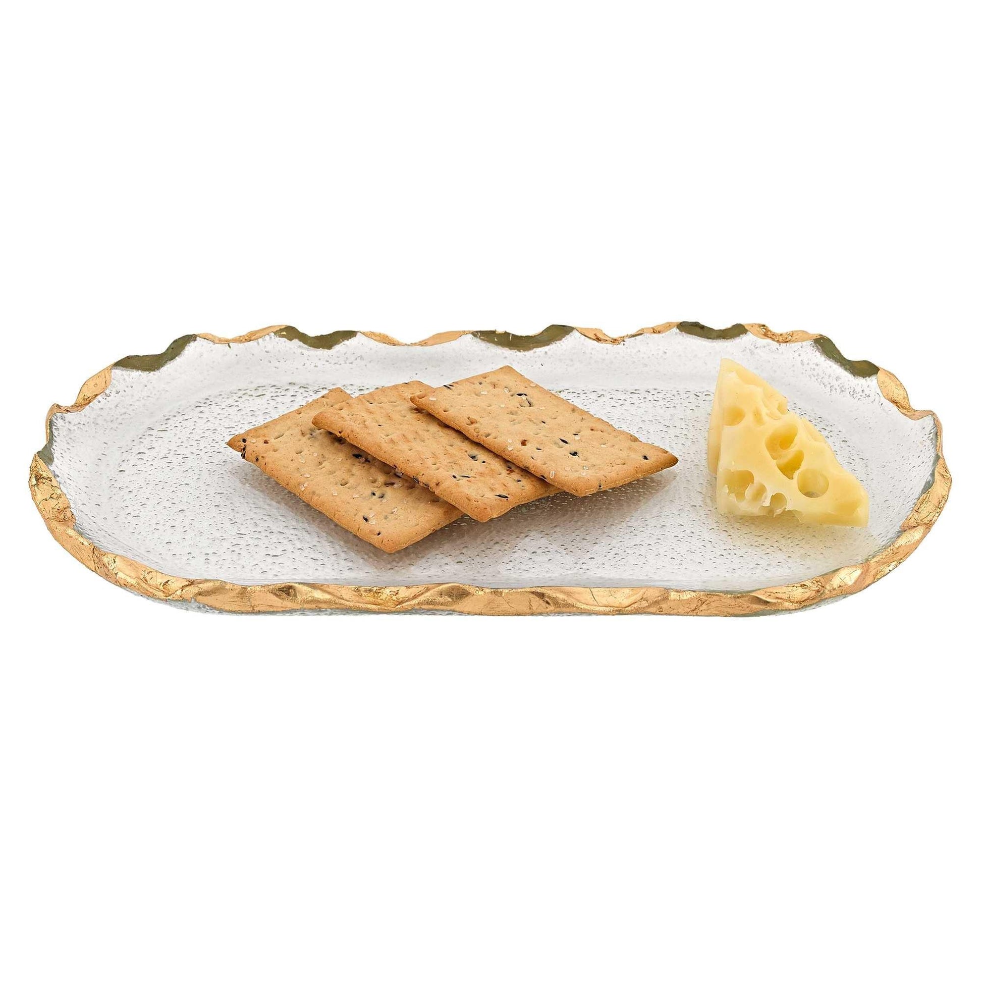 14 Glass Oval Edge Gold Leaf Platter - AFS