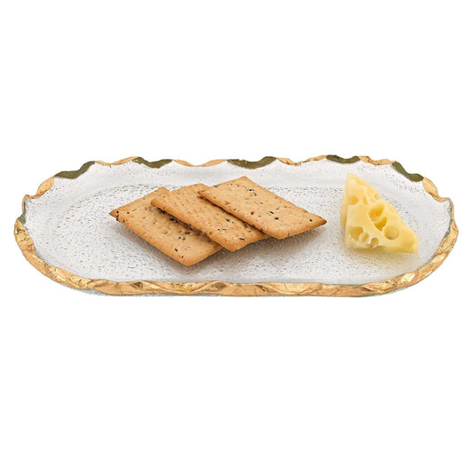 14 Glass Oval Edge Gold Leaf Platter - AFS