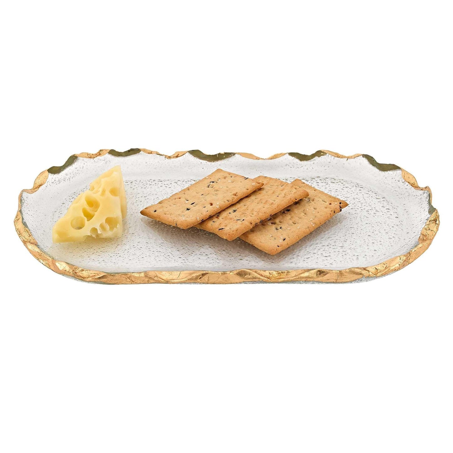 14 Glass Oval Edge Gold Leaf Platter - AFS