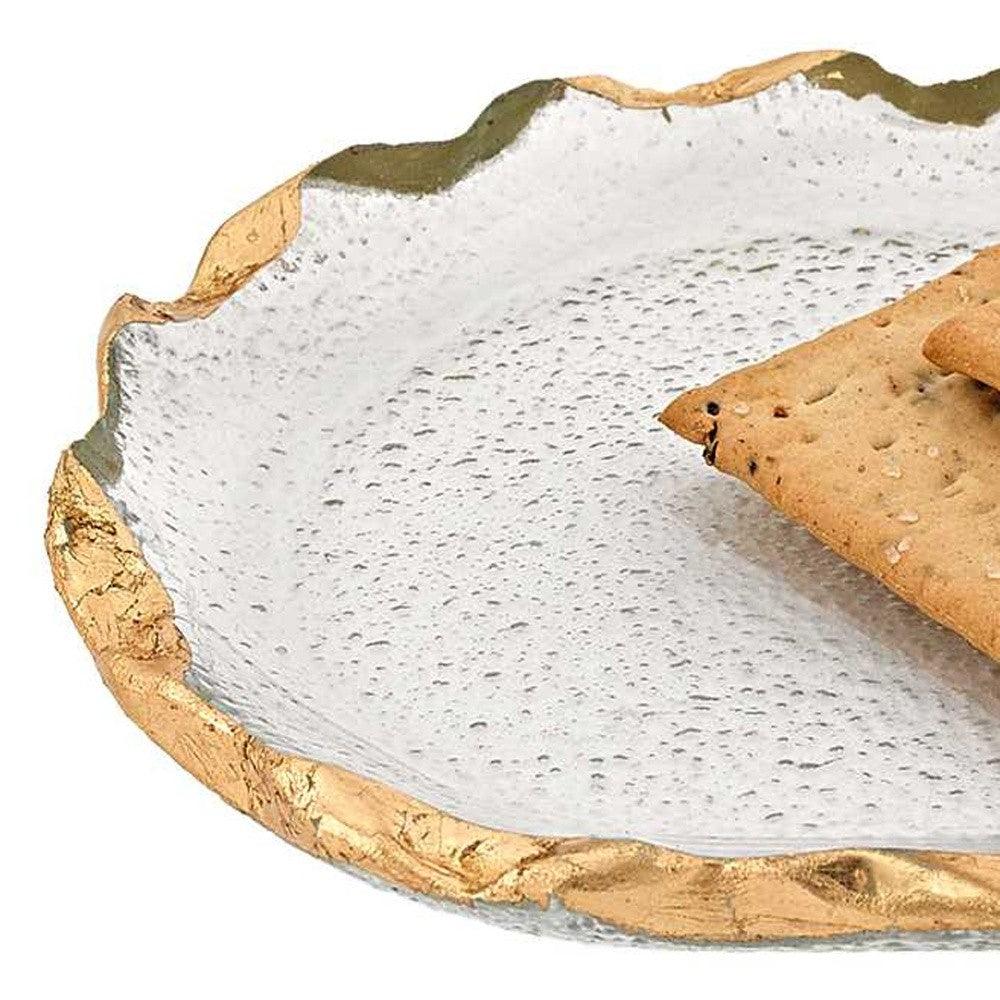 14 Glass Oval Edge Gold Leaf Platter - AFS