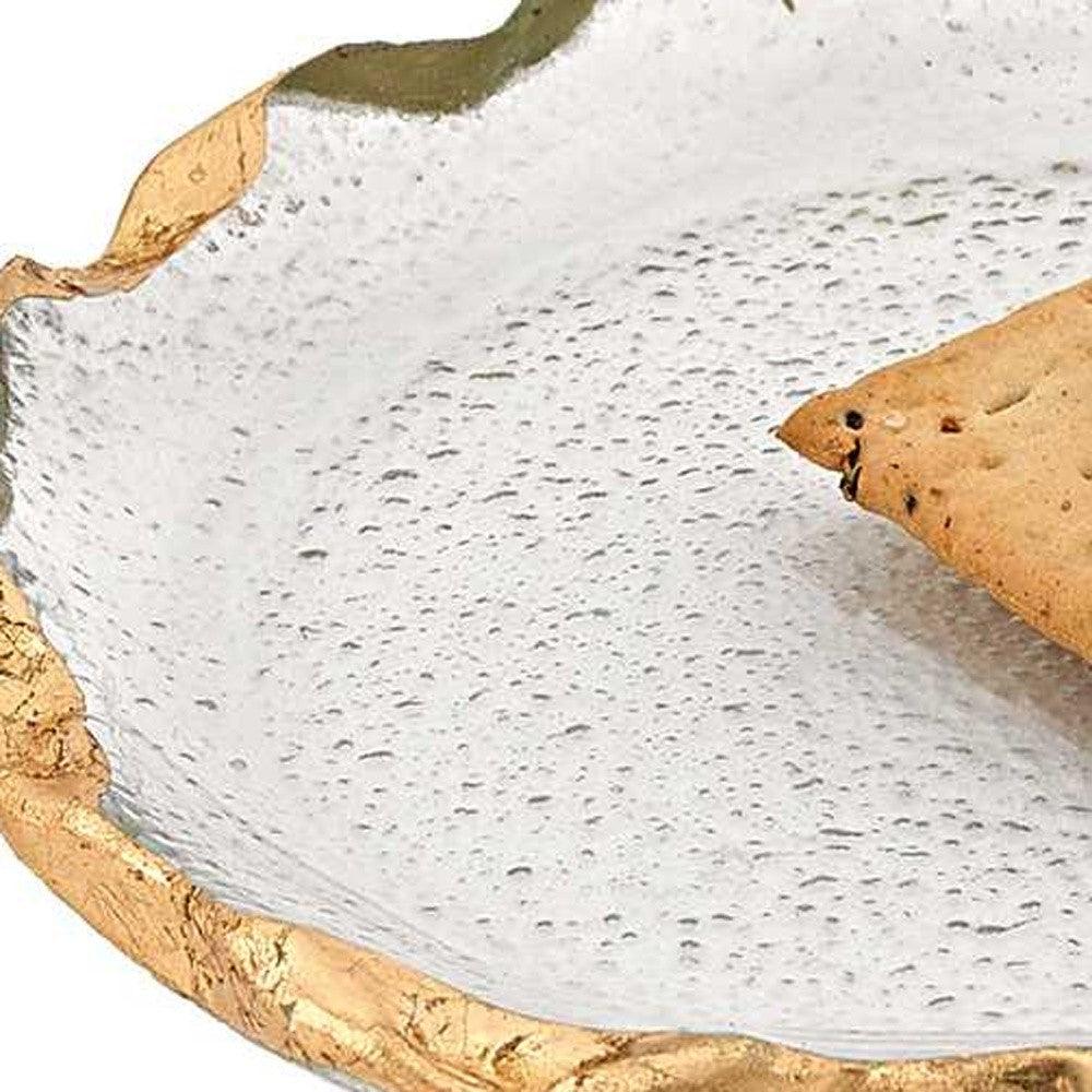 14 Glass Oval Edge Gold Leaf Platter - AFS