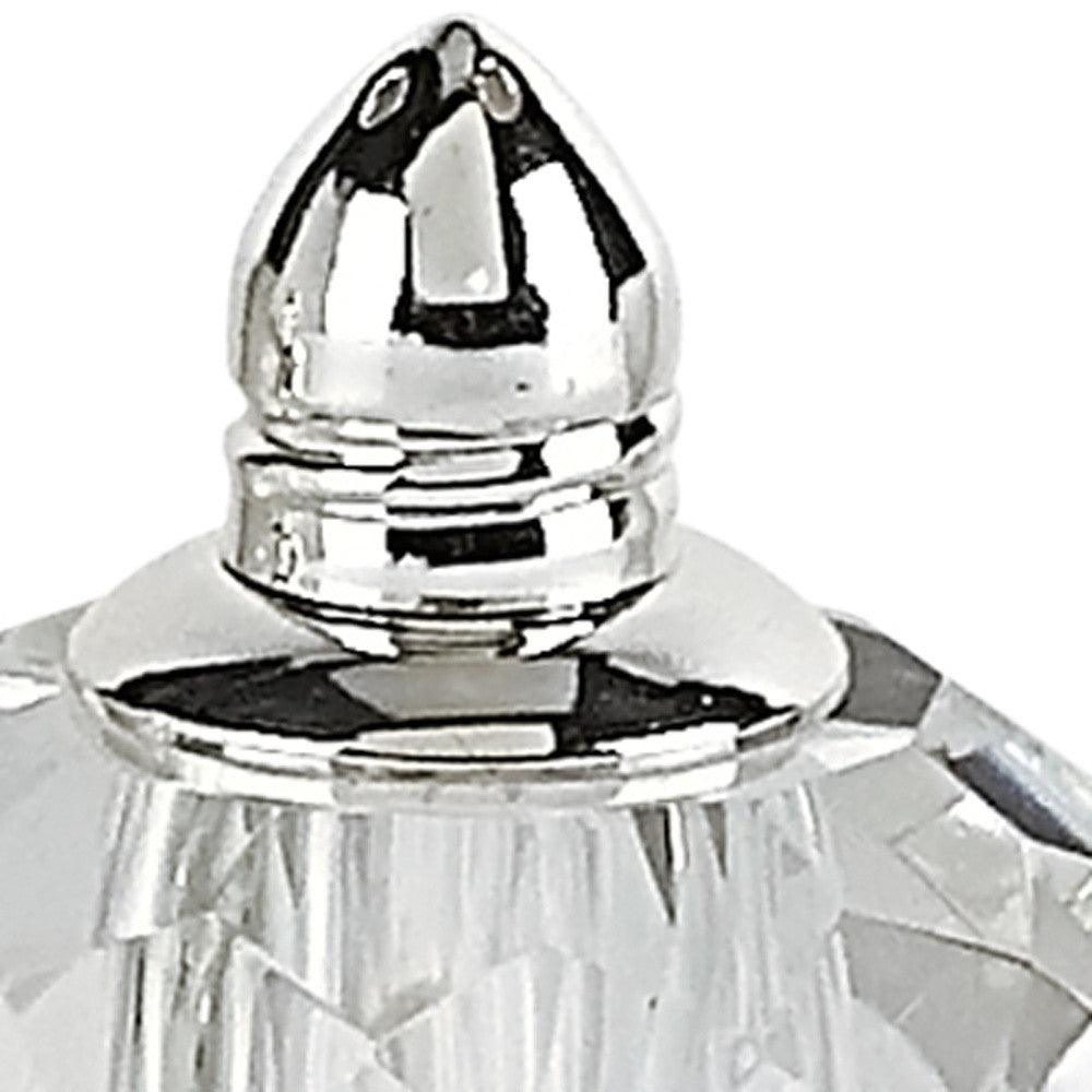 Handcrafted Optical Crystal and Silver Rounded Salt and Pepper Shakers - AFS