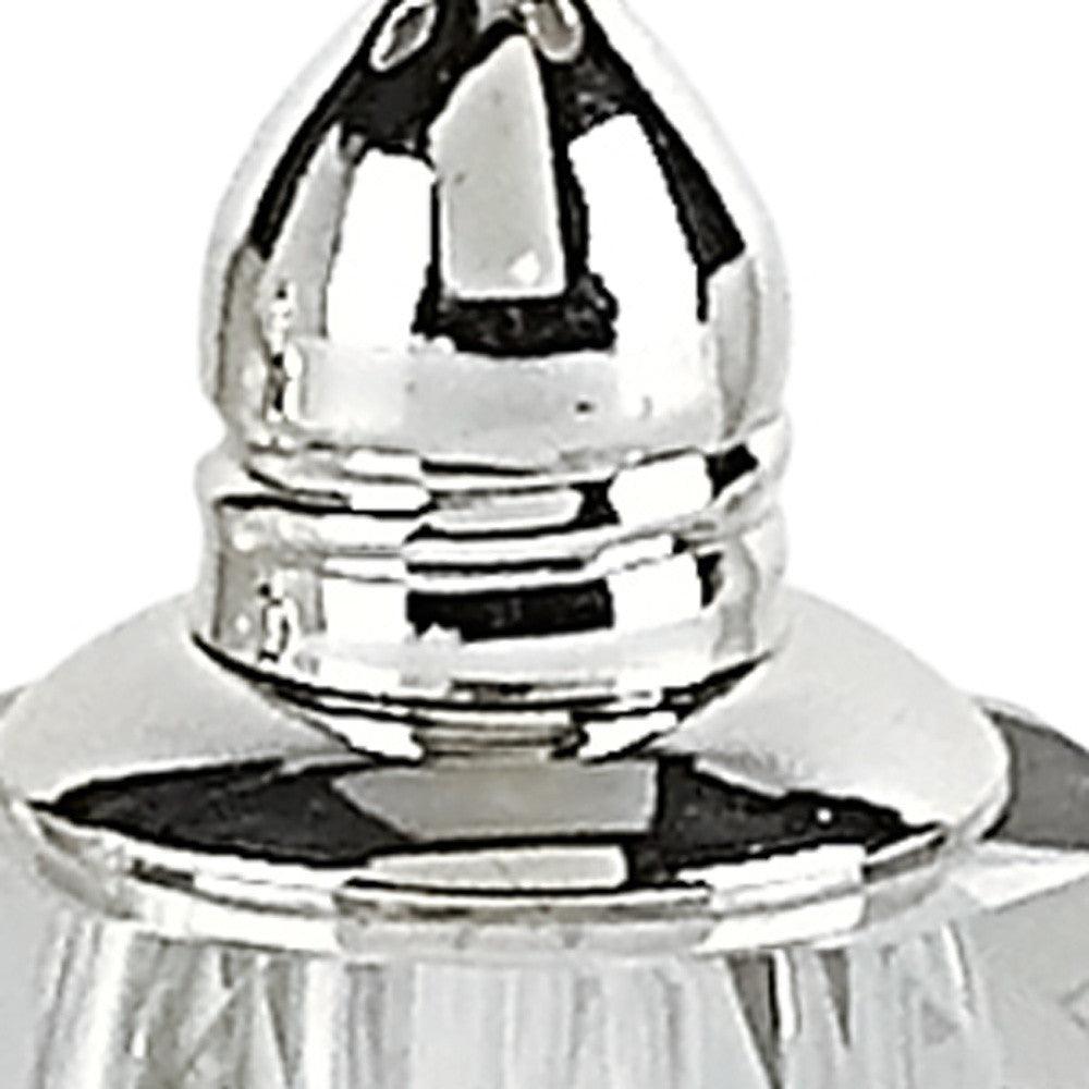 Handcrafted Optical Crystal and Silver Rounded Salt and Pepper Shakers - AFS