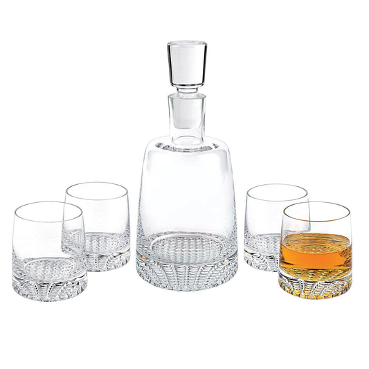 Mouth Blown European Crystal 5 Pc Whiskey Set - AFS