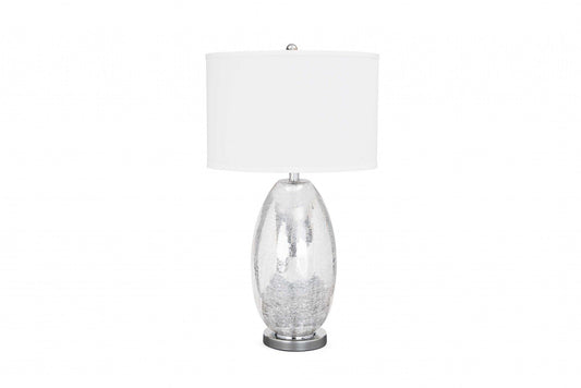 Set of 2 Silver Crackled Glass Table Lamp - AFS