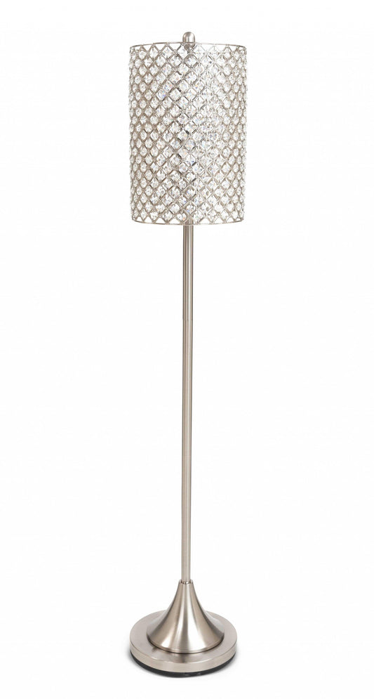 62" Drum Shade Crystal Bead Metal Floor Lamp - AFS