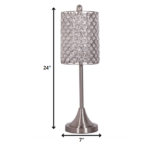 Set of 2 Metal Table Lamps with Crystal Bead Shade - AFS