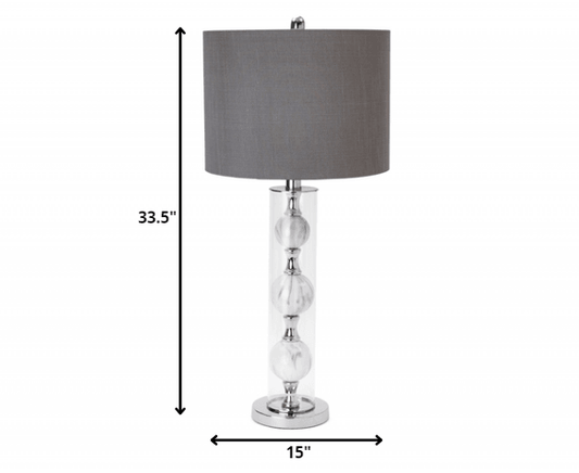 Set of Two Metal 3 Ball Glass Table Lamps - AFS