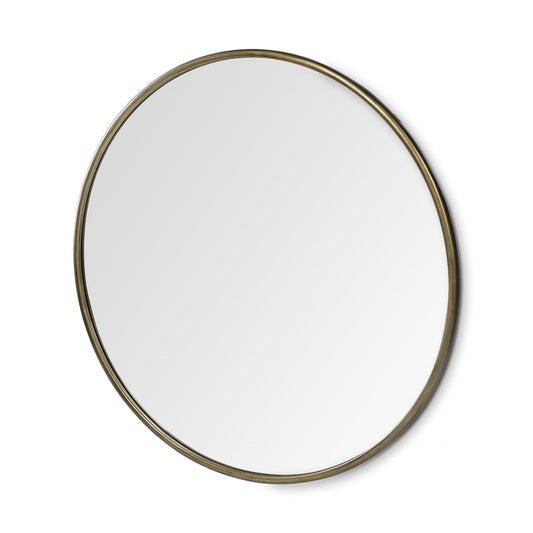 47" Round Gold Metal Frame Wall Mirror - AFS