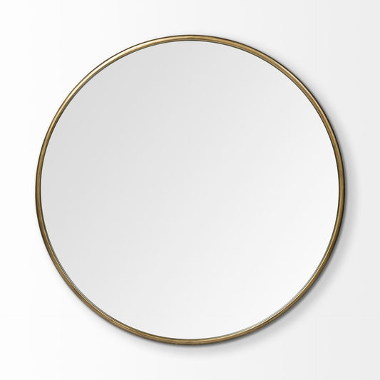 47" Round Gold Metal Frame Wall Mirror - AFS