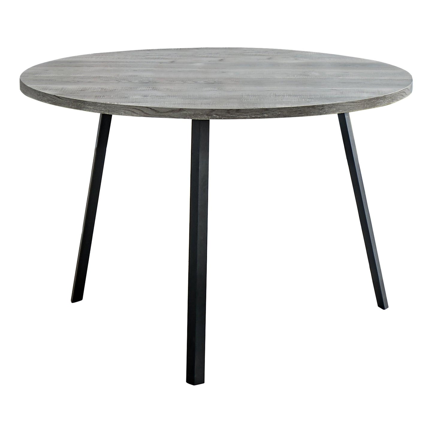 48" Round Dining Room Table with Grey Reclaimed Wood and Black Metal - AFS