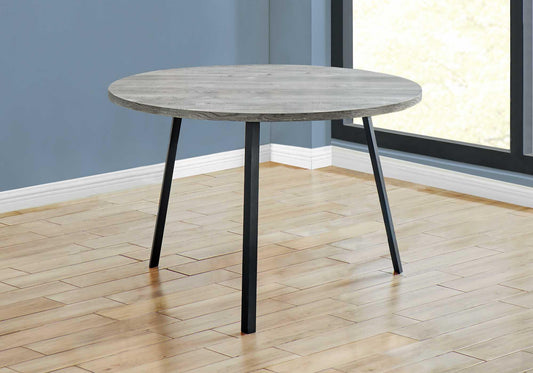 48" Round Dining Room Table with Grey Reclaimed Wood and Black Metal - AFS