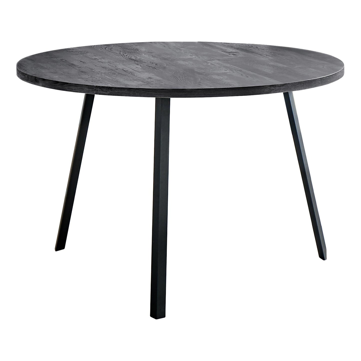 48" Round Dining Room Table with Black Reclaimed Wood and Black Metal - AFS