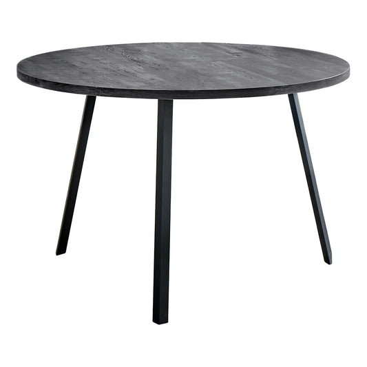 48" Round Dining Room Table with Black Reclaimed Wood and Black Metal - AFS