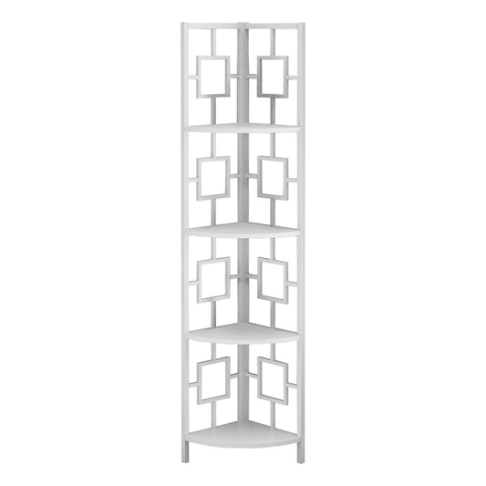 62" Bookcase WhiteandWhite Metal Corner Etagere with 4 shelves - AFS