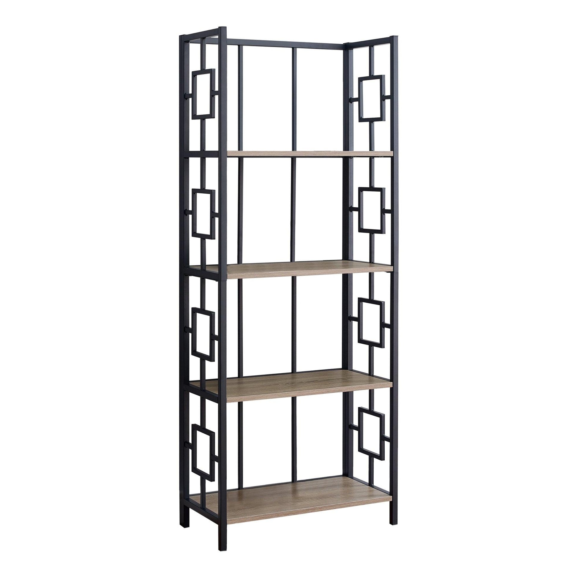 62" 4 Tier Bookcase Dark TaupewithBlack Metal Etagere - AFS