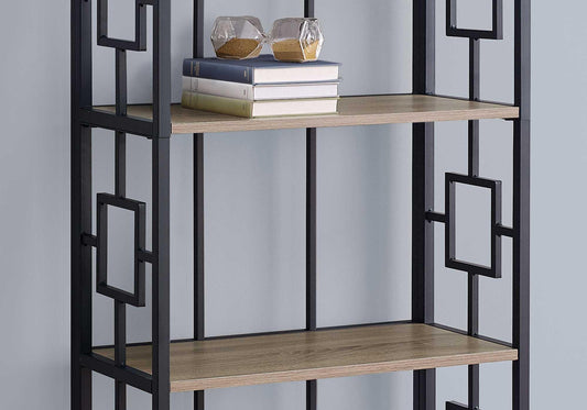 62" 4 Tier Bookcase Dark TaupewithBlack Metal Etagere - AFS