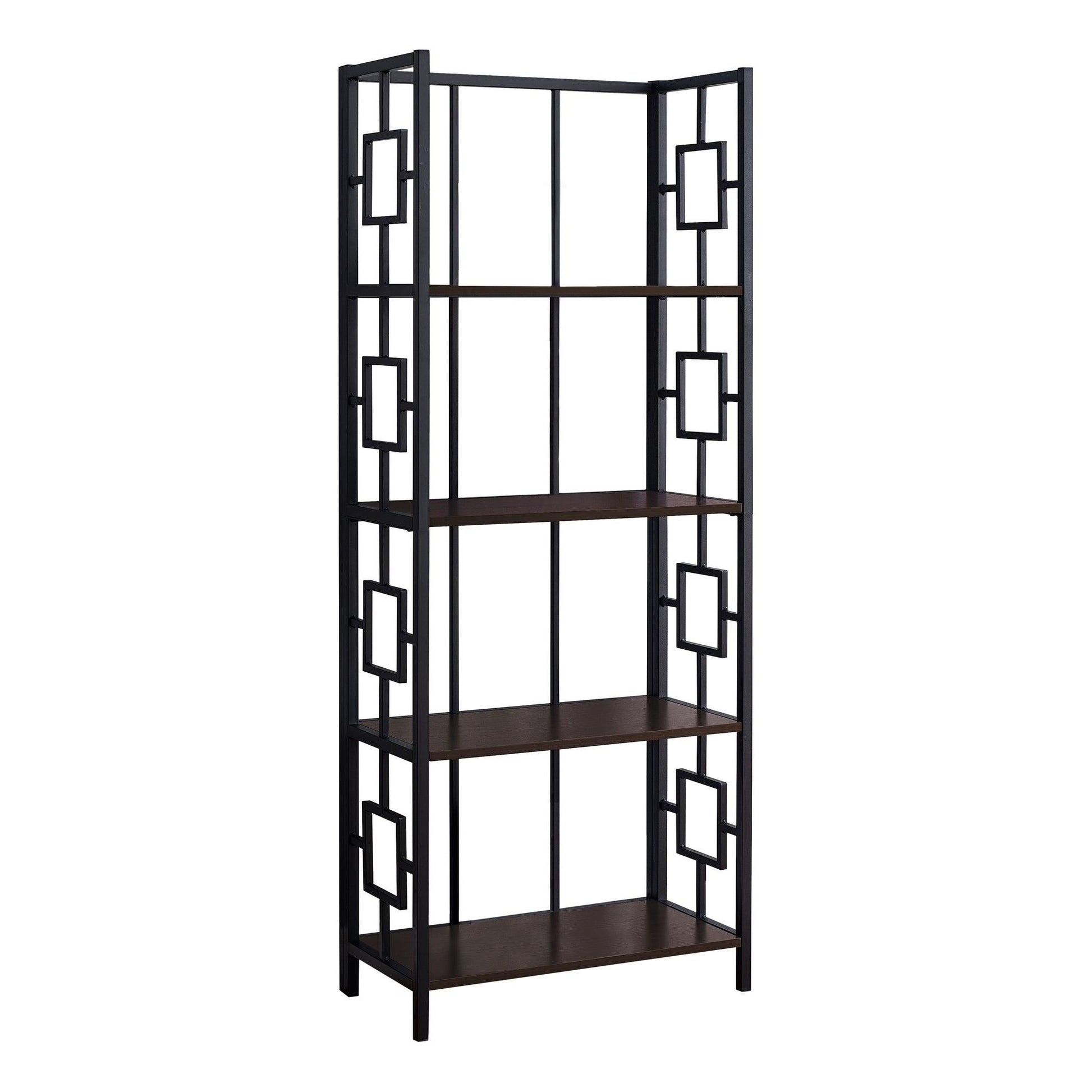 62" 4 Tier Bookcase EspressowithBlack Metal Etagere - AFS