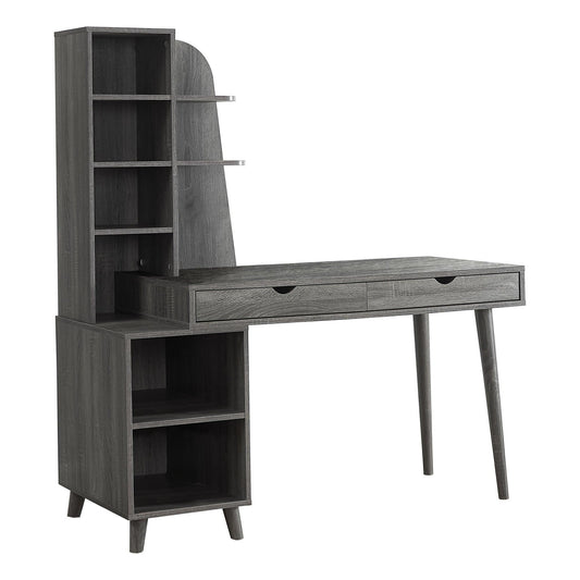 55" Grey Computer Desk with Bookcase - AFS