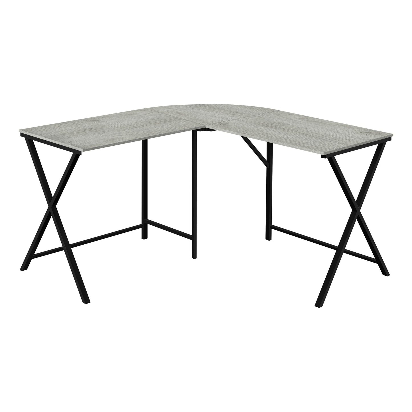 55" Grey Top and Black Metal Corner Computer Desk - AFS