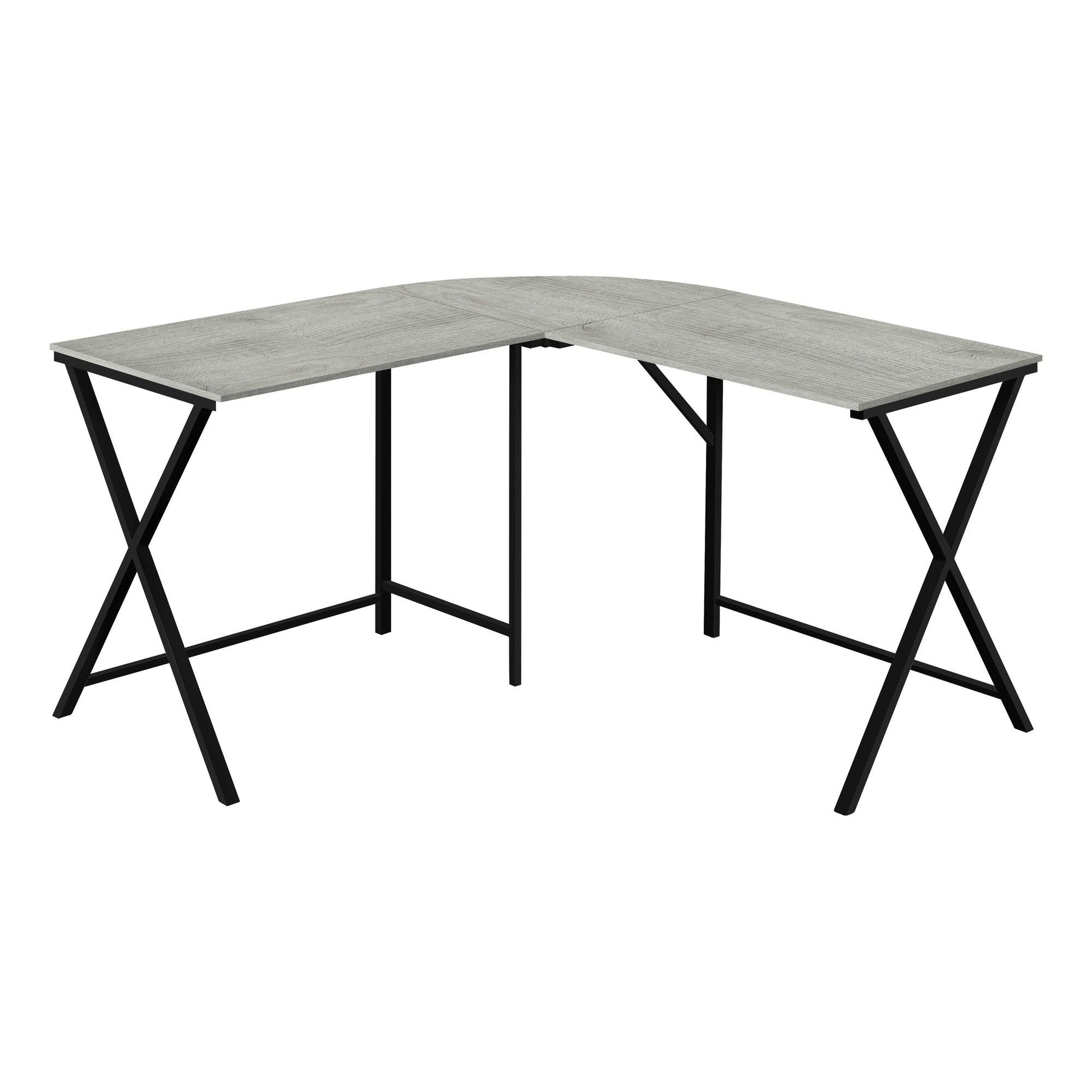 55" Grey Top and Black Metal Corner Computer Desk - AFS