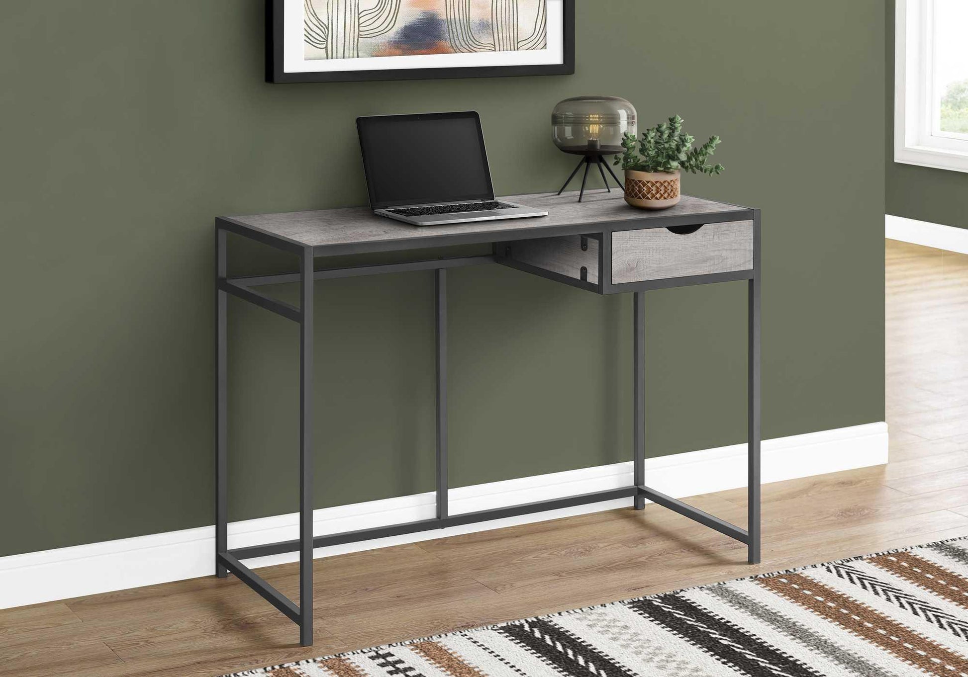 42" Grey and Dark Grey Metal Computer Desk - AFS