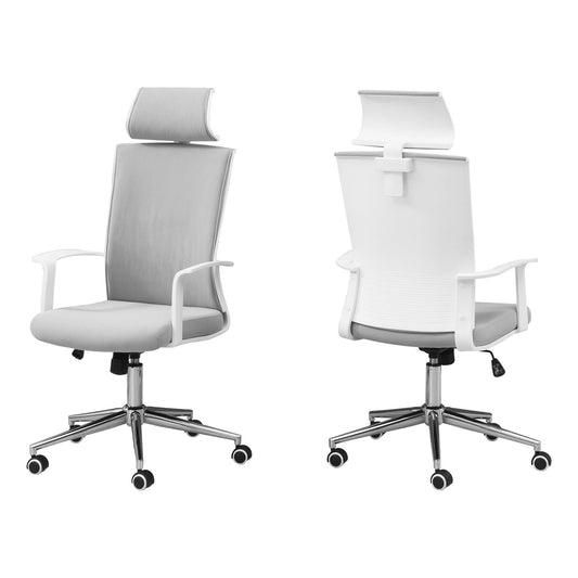 WhitewithGrey Fabric High Back Executive Office Chair - AFS