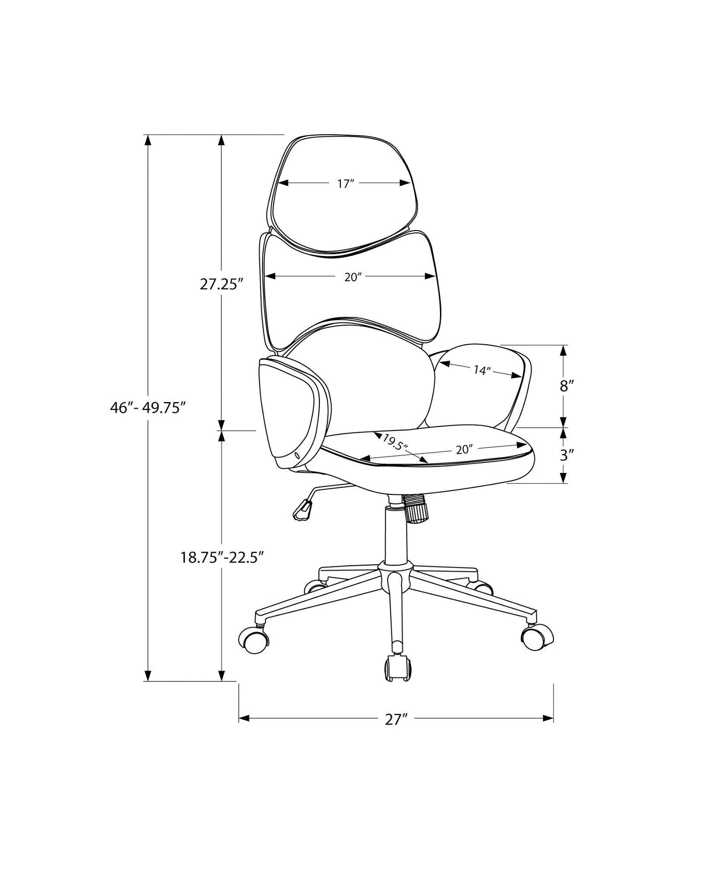 Grey Leather Look High Back Executive Office Chair - AFS