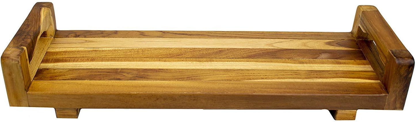 29" Natural Teak Wood Bath Tray and Seat with Handles - AFS