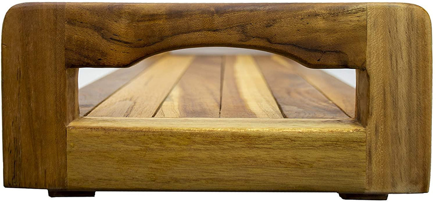 29" Natural Teak Wood Bath Tray and Seat with Handles - AFS
