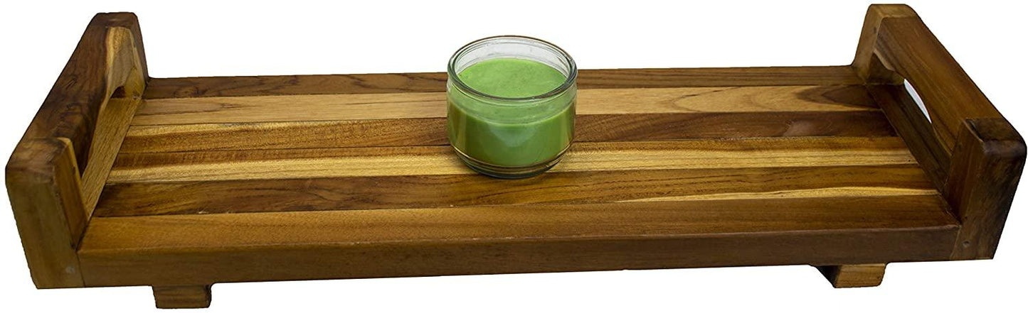 29" Natural Teak Wood Bath Tray and Seat with Handles - AFS