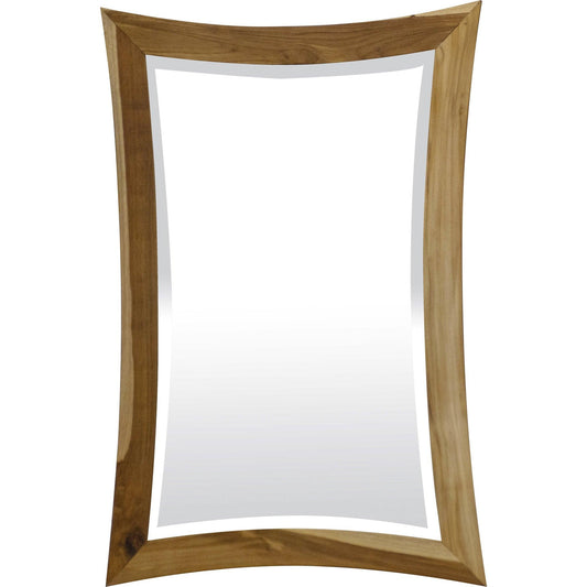 Modern Curves Solid Teak Wall Mirror in Natural Finish - AFS