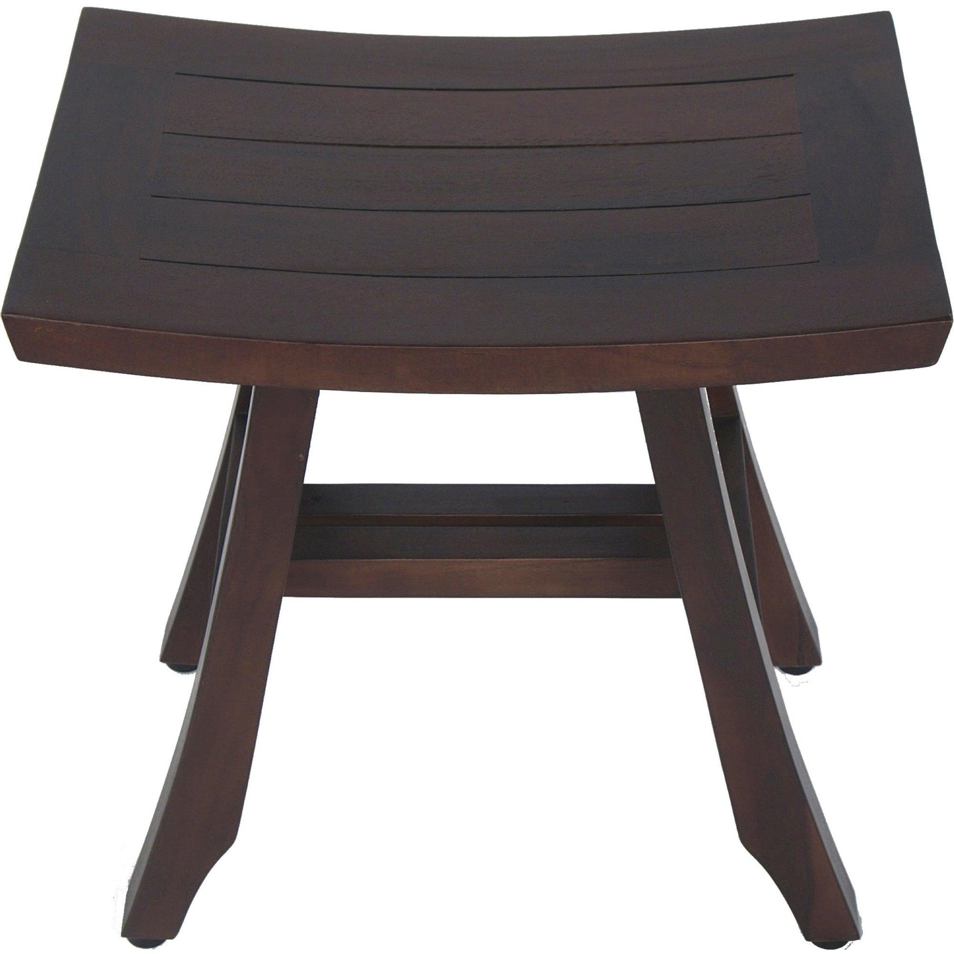 Compact Curvilinear Teak Shower Outdoor Bench in Brown Finish - AFS