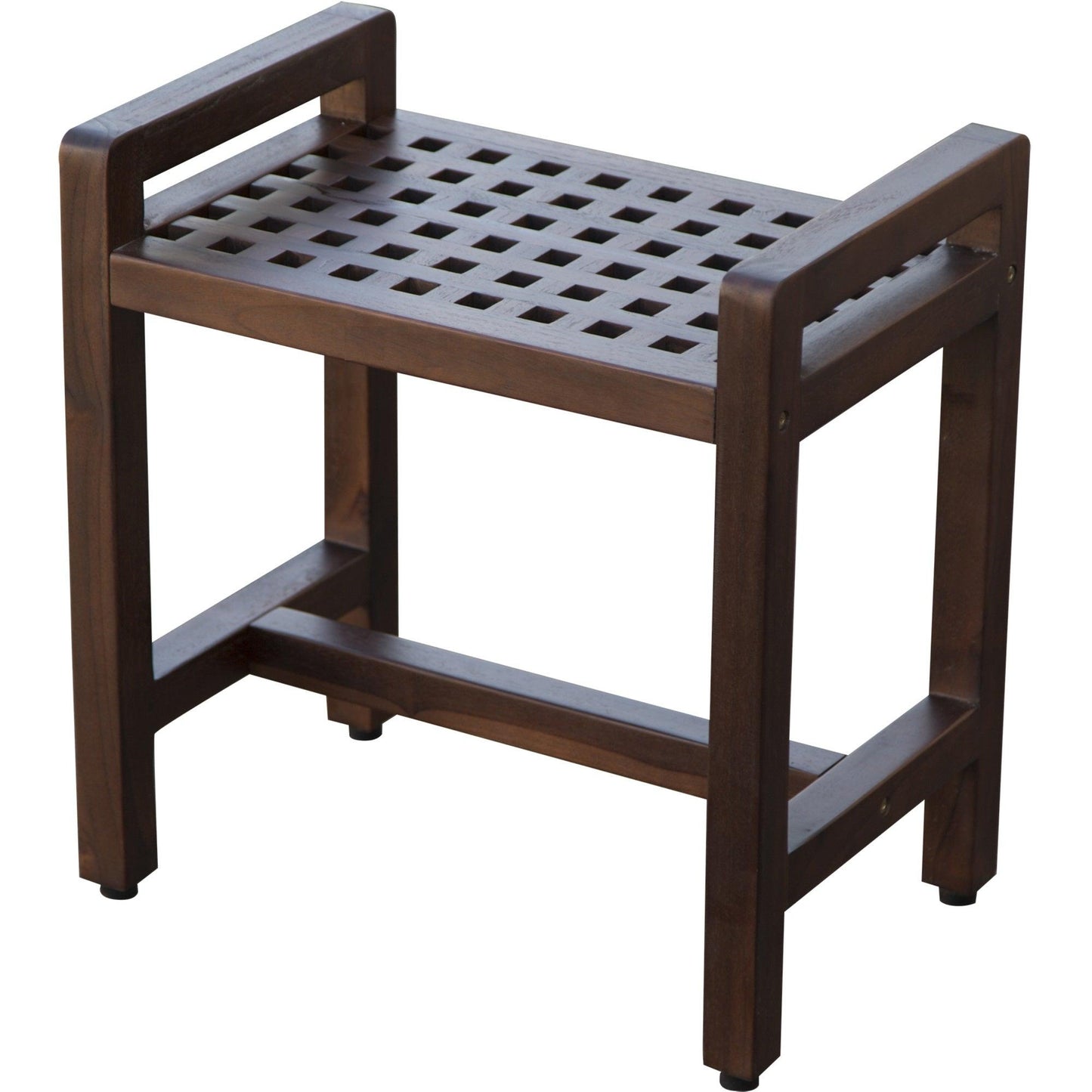 Rectangular Teak Lattice Pattern Shower or Outdoor Bench in Brown Finish - AFS