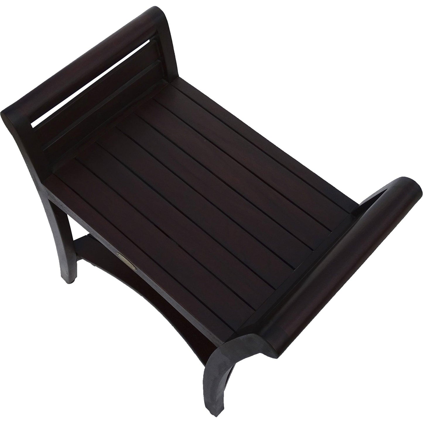 Contemporary Teak Shower bench with Handles in Dark Brown - AFS