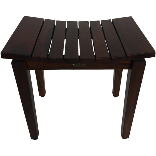 Contemporary Flared Teak Shower Stool or Bench in Brown Finish - AFS