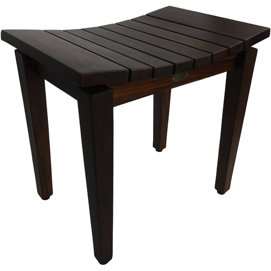 Contemporary Flared Teak Shower Stool or Bench in Brown Finish - AFS