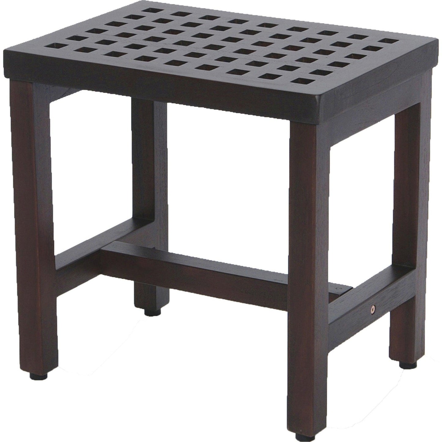 Compact Rectangular Teak Lattice Pattern Shower or Outdoor Bench in Brown Finish - AFS