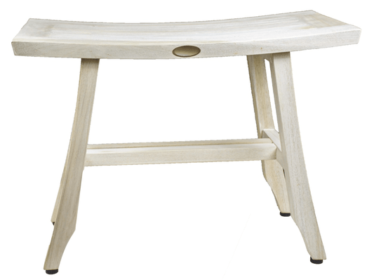 Contemporary Teak Shower Stool or Bench in Whitewash Finish - AFS