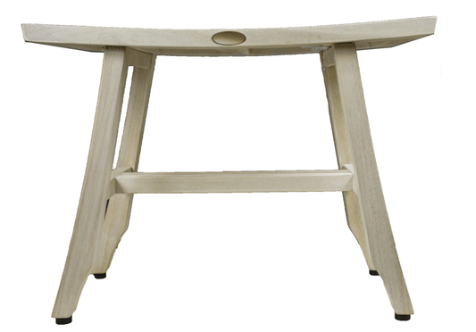 Contemporary Teak Shower Stool or Bench in Whitewash Finish - AFS