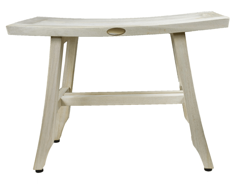 Contemporary Teak Shower Stool or Bench in Whitewash Finish - AFS