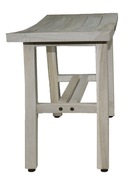 Contemporary Teak Shower Stool or Bench in Whitewash Finish - AFS