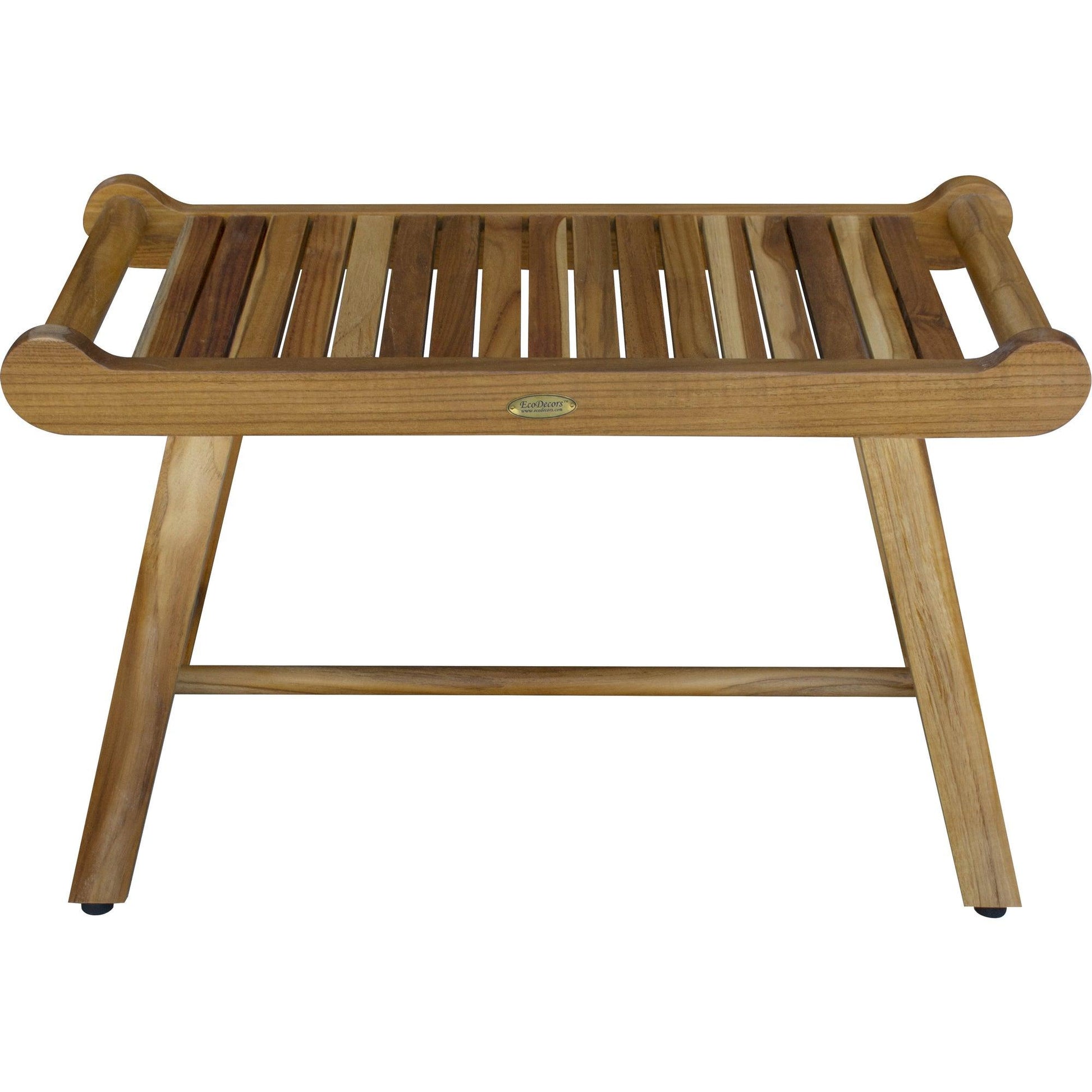 Rectangular Teak Shower Bench with Handles in Natural Finish - AFS