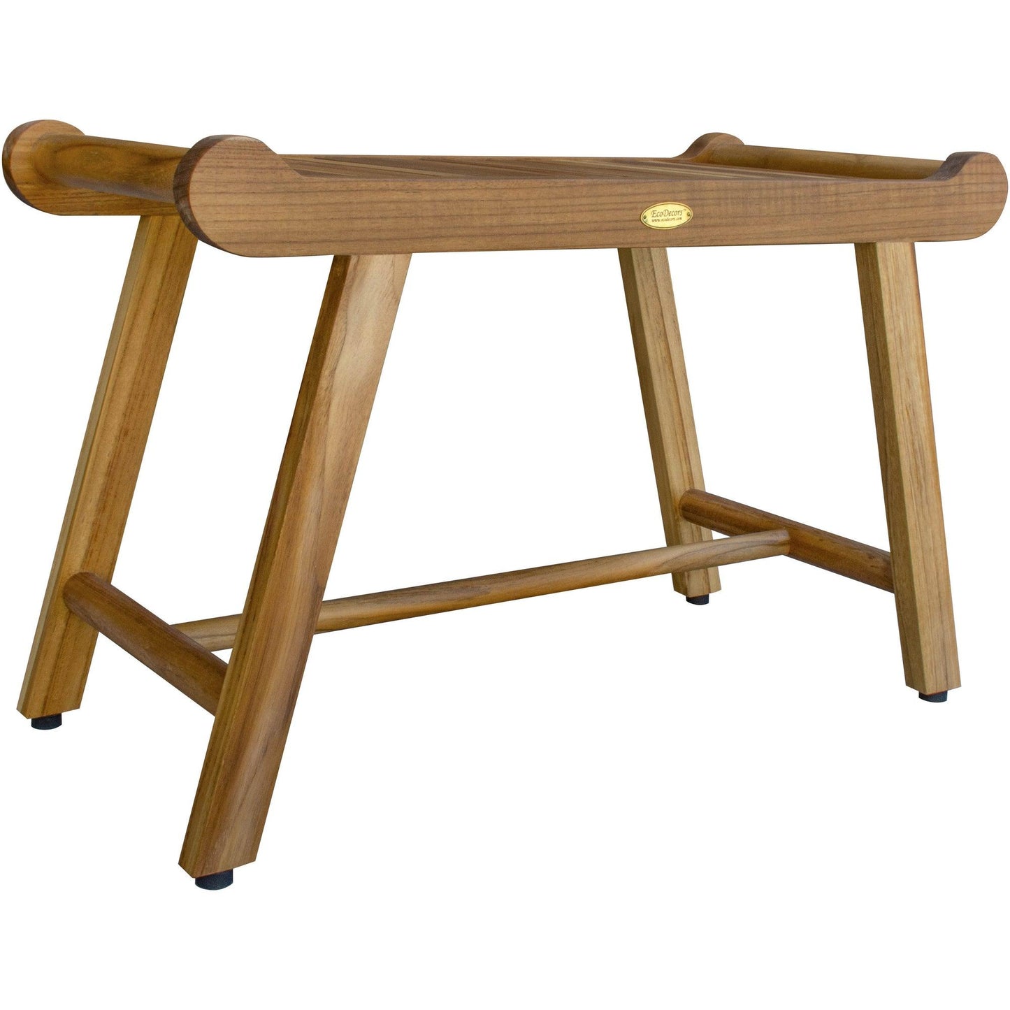 Rectangular Teak Shower Bench with Handles in Natural Finish - AFS