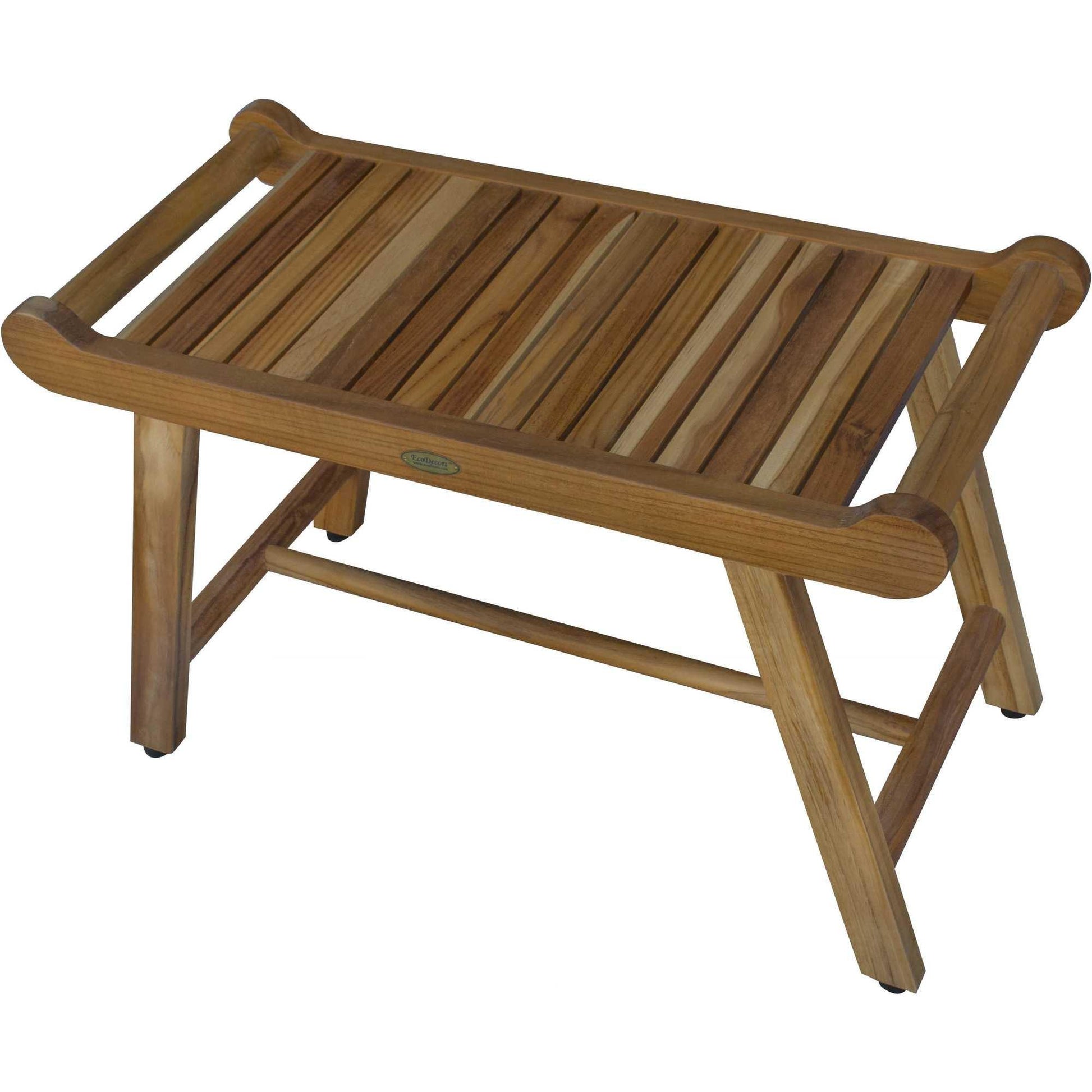 Rectangular Teak Shower Bench with Handles in Natural Finish - AFS