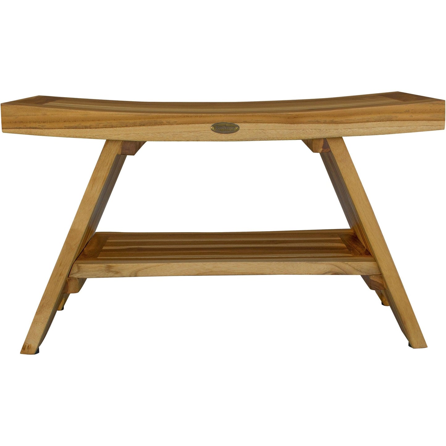 Rectangular Teak Shower Stool or Bench with Shelf in Natural Finish - AFS