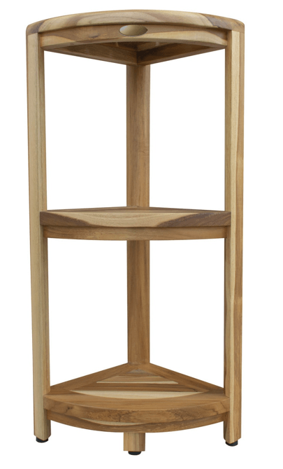 Compact Teak 3 tier Corner Shower Outdoor Bench in Natural Finish - AFS