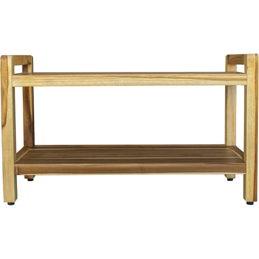 Rectangular Teak Shower Bench with Handles in Natural Finish - AFS