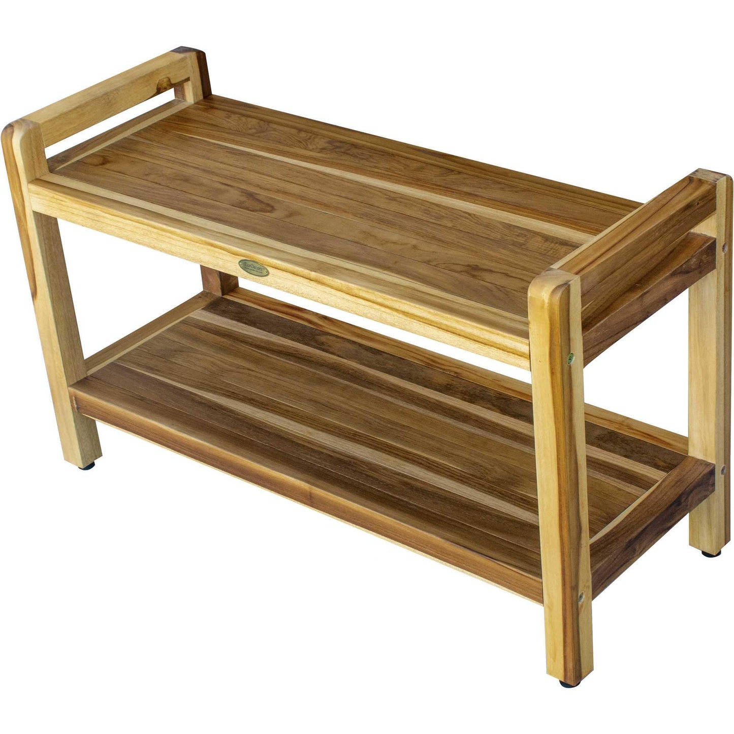 Rectangular Teak Shower Bench with Handles in Natural Finish - AFS